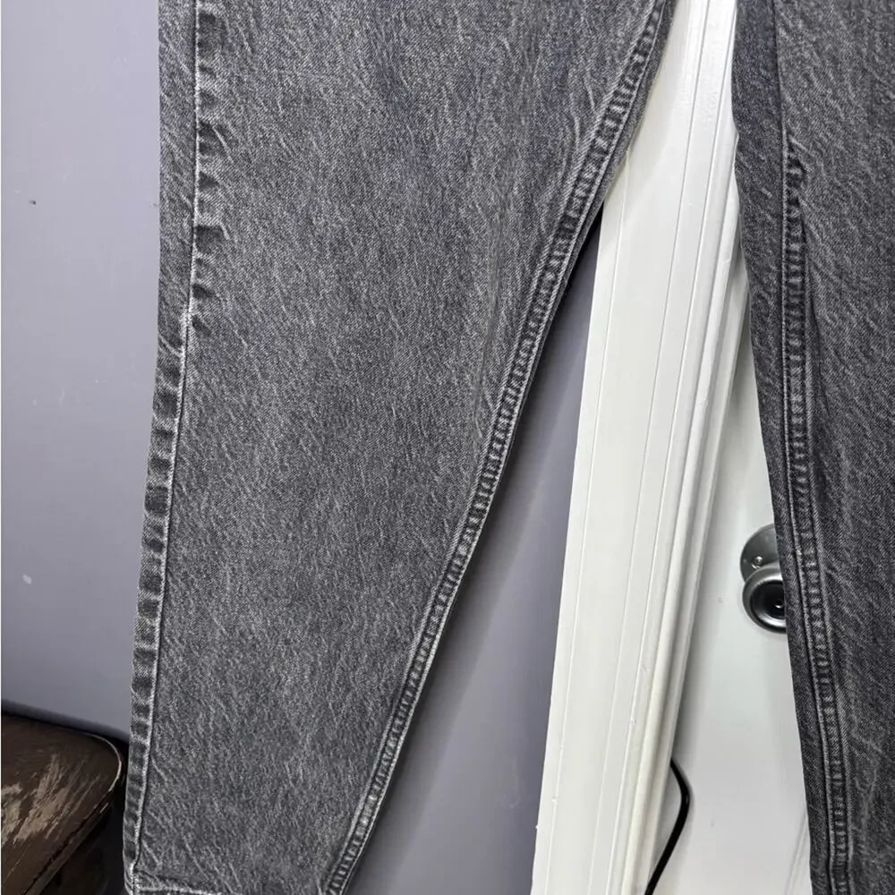 Zara Black Faded Wash High Waisted Straight Leg Jeans 4